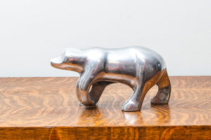 1970s Chrome Polar Bear Statue Vintage Mid-Century Winter Decor