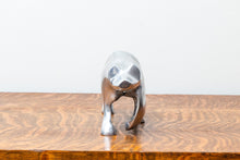 Load image into Gallery viewer, 1970s Chrome Polar Bear Statue Vintage Mid-Century Winter Decor
