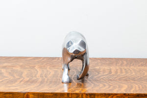 1970s Chrome Polar Bear Statue Vintage Mid-Century Winter Decor