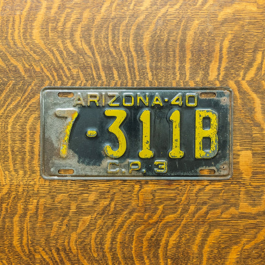 1940 Arizona CP3 License Plate