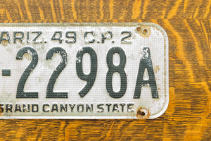 1949 Arizona License Plate Vintage Silver Black Wall Decor