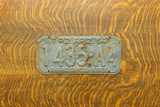 1954 Arizona License Plate Vintage Gray Wall Decor