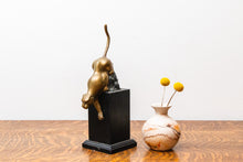 Load image into Gallery viewer, Art Deco Brass Puma Panther Statue - Vintage Home Accent
