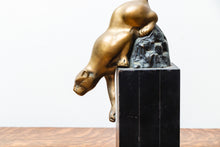 Load image into Gallery viewer, Art Deco Brass Puma Panther Statue - Vintage Home Accent

