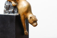 Load image into Gallery viewer, Art Deco Brass Puma Panther Statue - Vintage Home Accent
