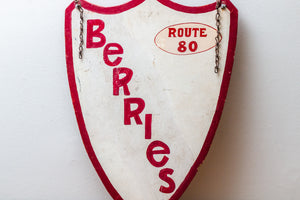 Vintage Red Berries Shield Sign Farmhouse Country Wall Decor