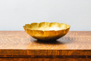 Elegant Vintage Brass Scalloped Tulip Decorative Bowl