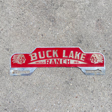 Load image into Gallery viewer, 1950s Buck Lake Ranch Angola Indiana License Plate Native American Graphics
