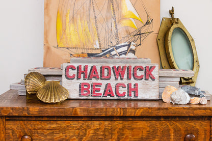 Chadwick Beach New Jersey Vintage Painted Wood Sign | Nautical Decor