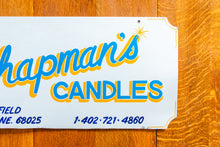 Load image into Gallery viewer, Chapman&#39;s Candles Sign Vintage Hand Painted Metal Wall Decor

