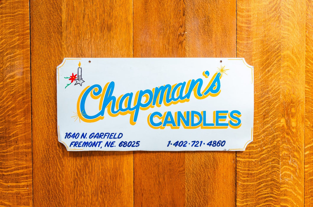 Chapman's Candles Sign Vintage Hand Painted Metal Wall Decor
