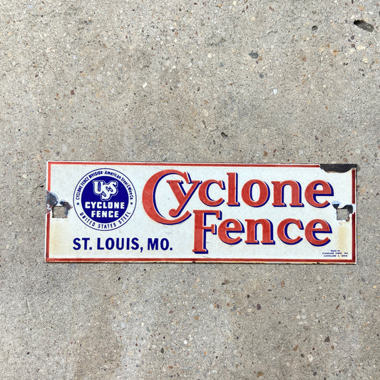 Cyclone Fence Sign St. Louis Missouri Vintage Porcelain Advertising