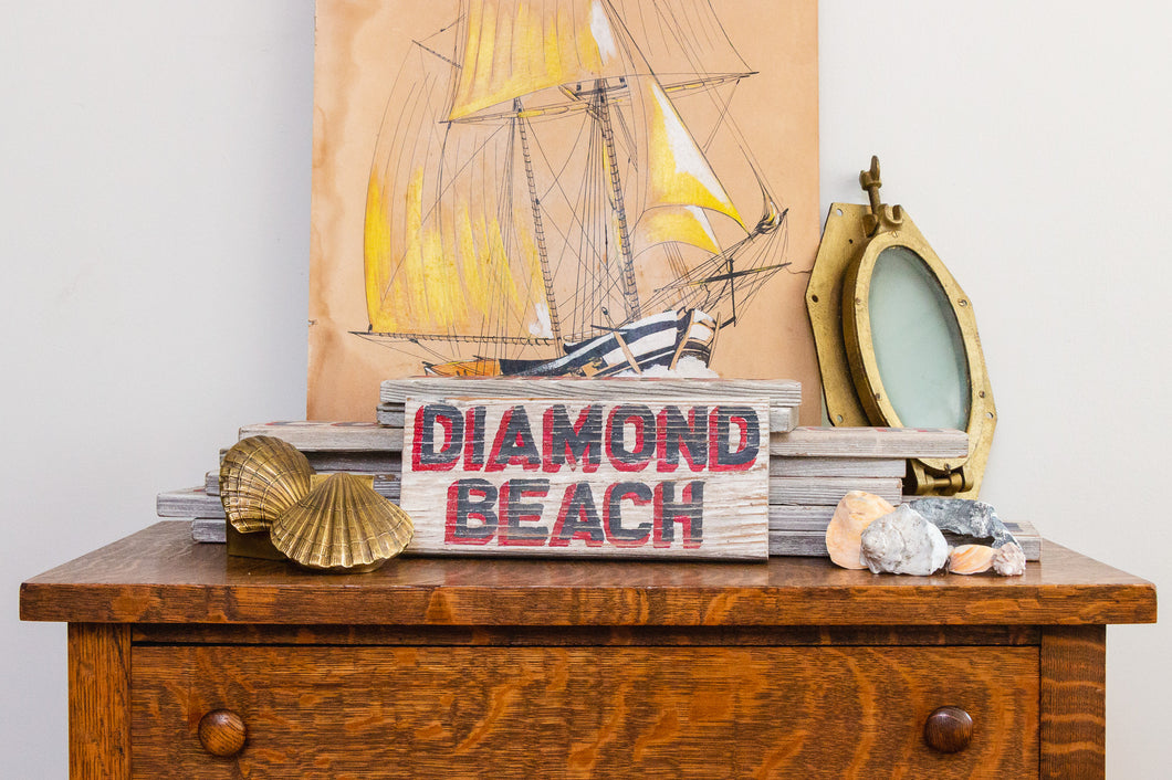 Diamond Beach Cape May New Jersey Vintage Painted Wood Sign