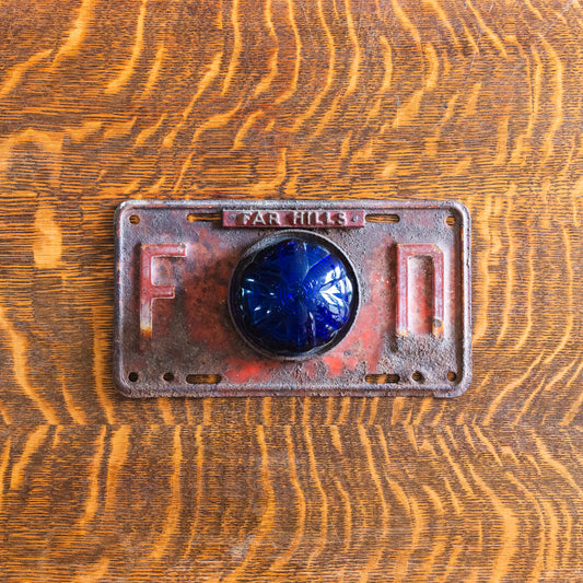 1950s Far Hills New Jersey Fire Truck License Plate with Light