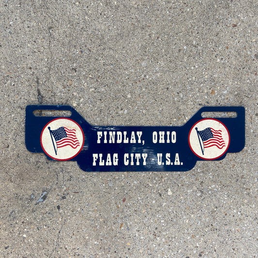 1950s Era Findlay Ohio License Plate Topper OH Flag City USA Americana Smaltz Paint