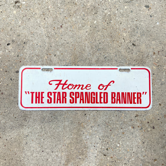 1970s Era Fort McHenry License Plate Topper Baltimore Maryland