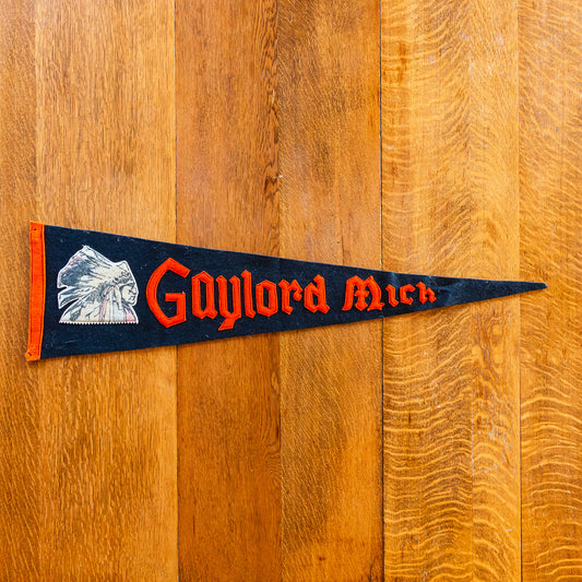 Gaylord Michigan Felt Pennant Vintage Black Wall Decor