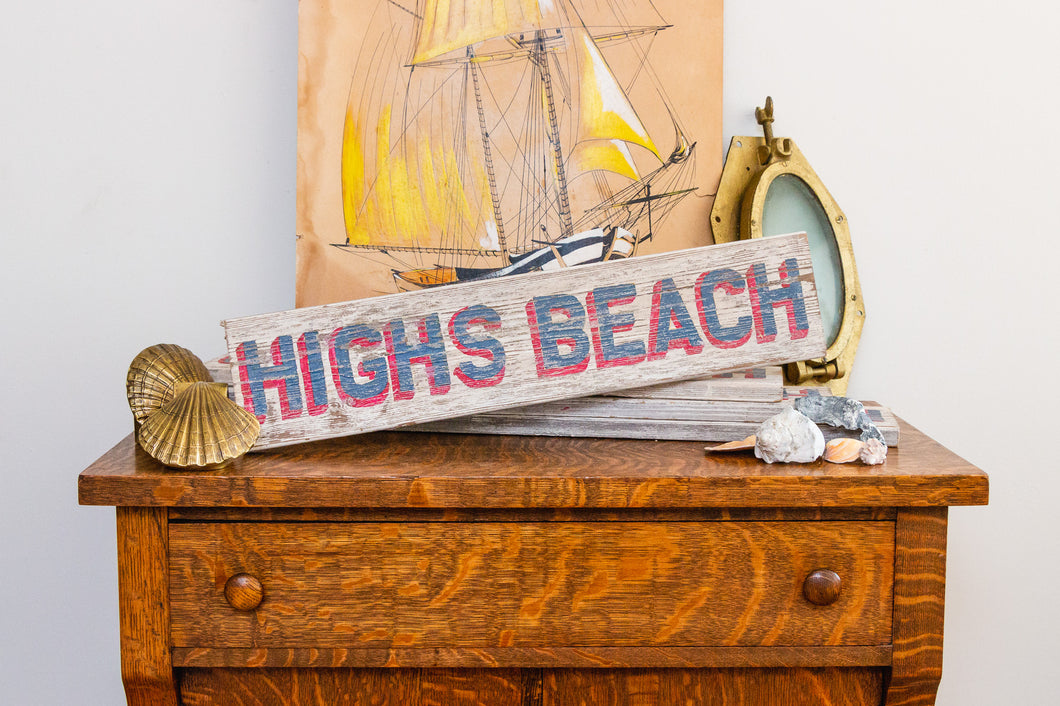Highs Beach Cap May New Jersey Vintage Painted Wood Sign