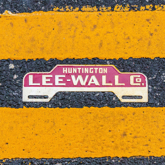 1950 Era Huntington Indiana License Plate Topper Lee Wall Co Car Dealer Dealership