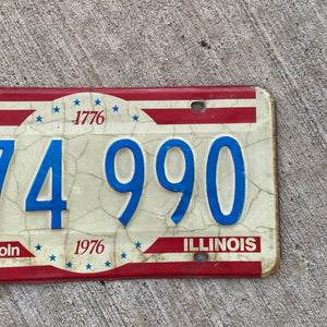 1976 Illinois License Plate Vintage Red White Blue Decor