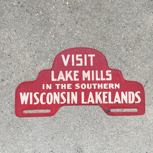 1960s Lake Mills Wisconsin License Plate Topper Lakelands Madison Milwaukee WI