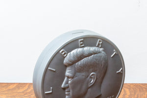 JFK 1964 Half Dollar Vintage Collectible Coin Shaped Bank