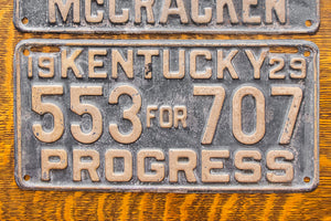1929 Kentucky License Plate Pair Vintage YOM DMV Clear