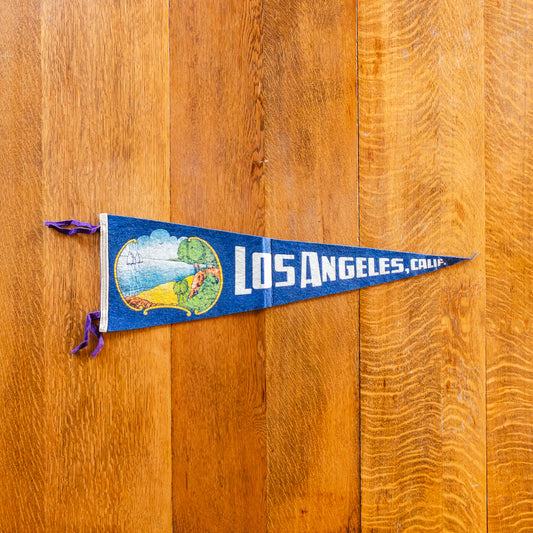 Los Angeles California Felt Pennant Vintage Blue CA Wall Decor