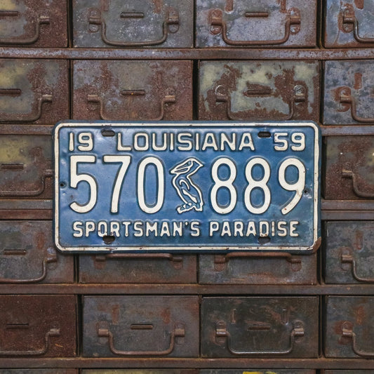 1959 Louisiana License Plate Vintage Blue Pelican Wall Decor 570889