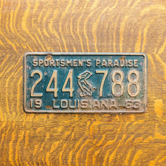 1963 Louisiana License Plate Vintage Green Pelican Wall Decor 244788