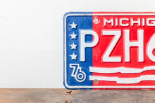 Load image into Gallery viewer, 1976 Michigan License Plate Vintage USA Bicentennial Red White Blue Decor
