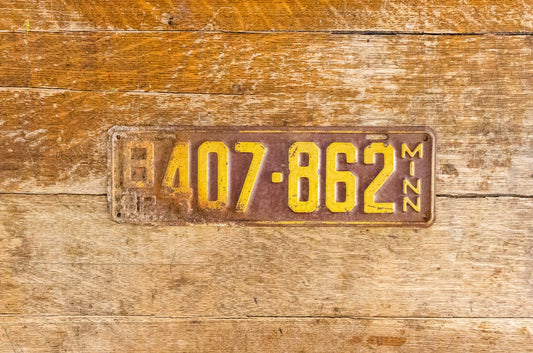 1932 Minnesota License Plate Vintage Maroon Wall Decor
