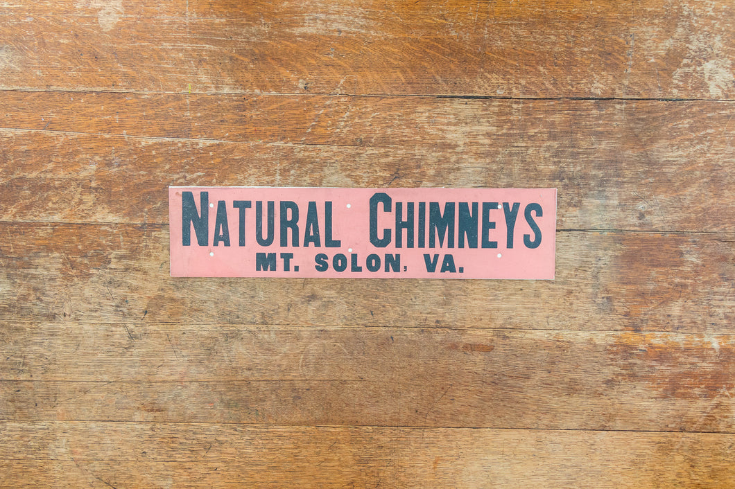Vintage Natural Chimneys Mt. Solon Virginia Bumper Sign