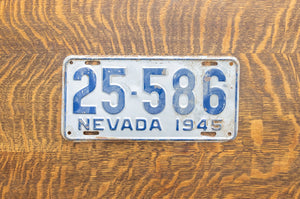 1945 Nevada License Plate Vintage Silver Blue Wall Decor