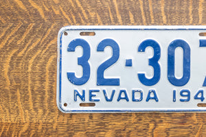 1945 Nevada License Plate Vintage Silver Auto Decor