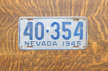 Load image into Gallery viewer, 1945 Nevada License Plate Vintage Silver Blue Wall Decor
