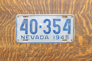1945 Nevada License Plate Vintage Silver Blue Wall Decor