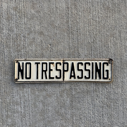 No Trespassing Vintage Embossed Black and White Wall Decor