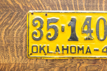 Load image into Gallery viewer, 1948 Oklahoma License Plate Vintage Yellow Wall Decor 351403
