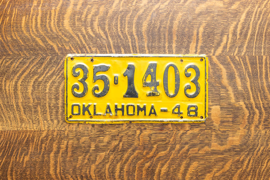 1948 Oklahoma License Plate Vintage Yellow Wall Decor 351403
