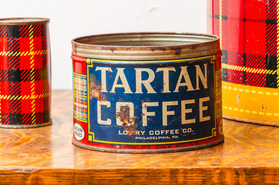Tartan Coffee Tin - Lowry Co. Philly - Plaid Fall Decor