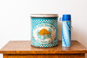 Vintage Blue Pretzel Tin, Pre-ferd Baking Co, New Jersey