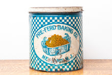 Load image into Gallery viewer, Vintage Blue Pretzel Tin, Pre-ferd Baking Co, New Jersey
