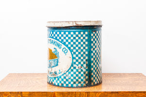 Vintage Blue Pretzel Tin, Pre-ferd Baking Co, New Jersey