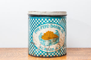 Vintage Blue Pretzel Tin, Pre-ferd Baking Co, New Jersey