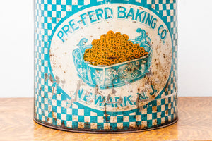 Vintage Blue Pretzel Tin, Pre-ferd Baking Co, New Jersey