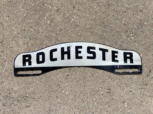 1950s Rochester New York License Plate Topper Black Silver Metal Garage Decor NY