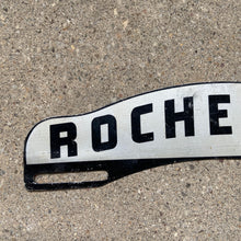 Load image into Gallery viewer, 1950s Rochester New York License Plate Topper Black Silver Metal Garage Decor NY
