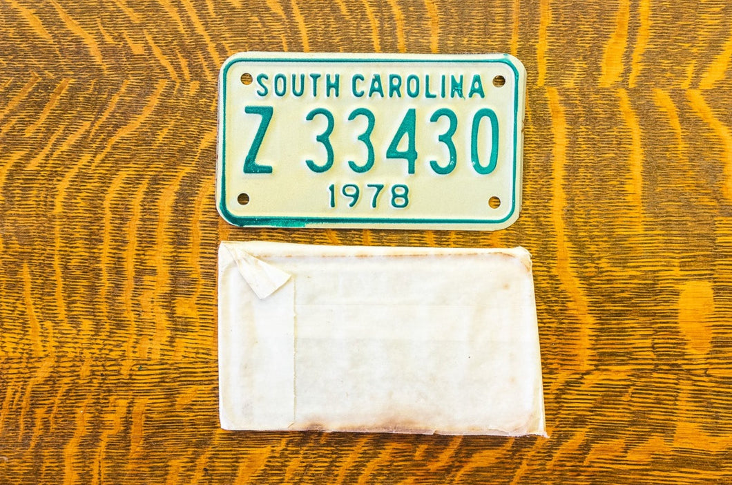 1978 South Carolina Motorcycle License Plate Vintage Wall Hanging Decor