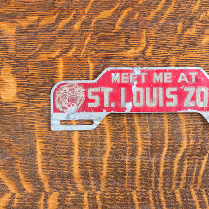 Vintage St. Louis Zoo Smaltz License Plate Topper Red Missouri